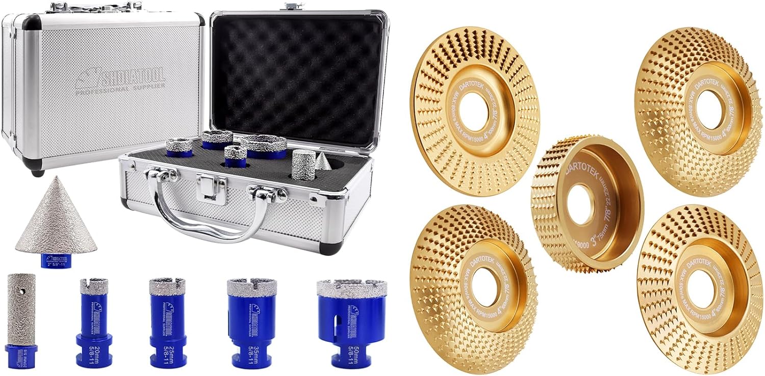 SHDIATOOL Tile Diamond Drill Bits Set,Porcelain Hole Saw, Cutter for Marble Ceramic Granite 6pieces(20/25/35/50/20MM/2 inch)