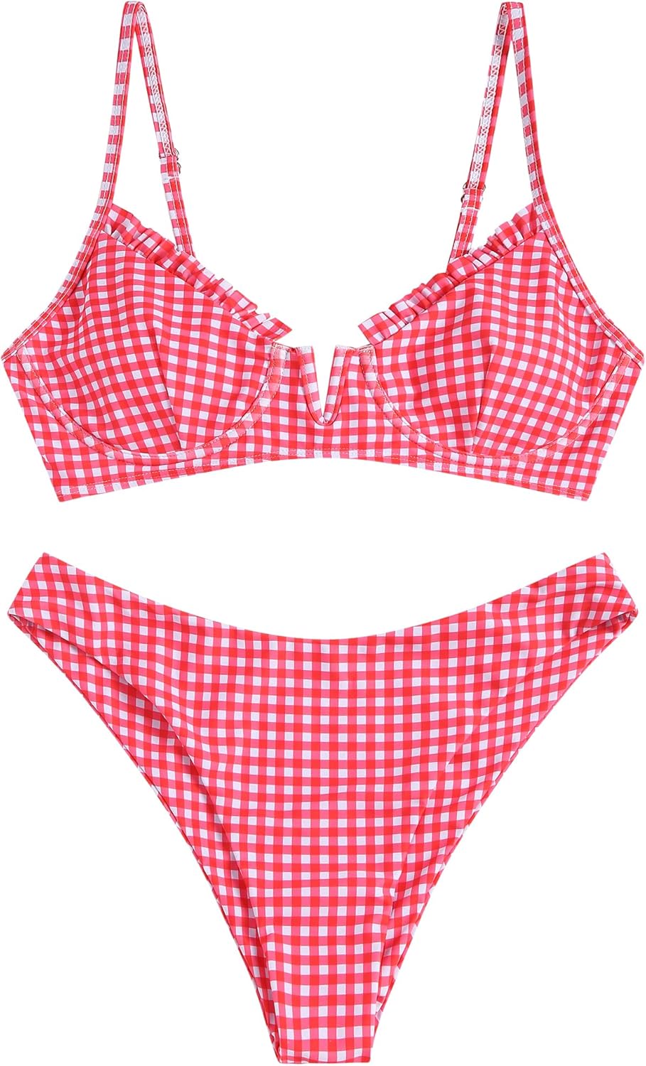 ZAFUL Women's Underwire Bikini Floral High Cut Bikini Set V-Wired Two Piece Swimsuit Bathing Suit