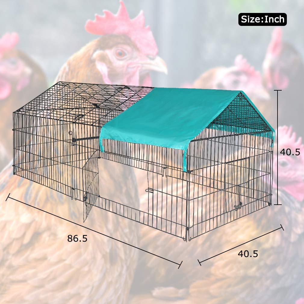 BestPet 87" x 41"Large Metal Chicken Coop Run Rabbit Enclosure Pen with