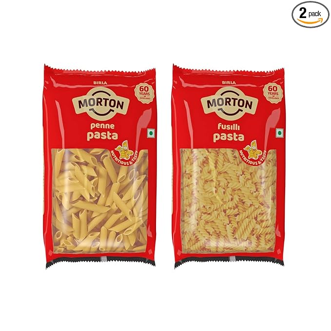 Pasta Penne +Fusilli | Source of protein | 100% Vegetarian | Free from artificial colors & preservatives | Zero cholesterol - 450gm (Combo of 2)