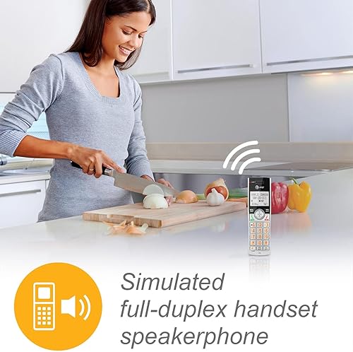 Miniatura 10 de AT&T CL84207 DECT 6.0 Teléfono con cable de 2 teléfonos para el hogar con largo alcance, contestador, bloqueo de llamadas, locutor de identificación