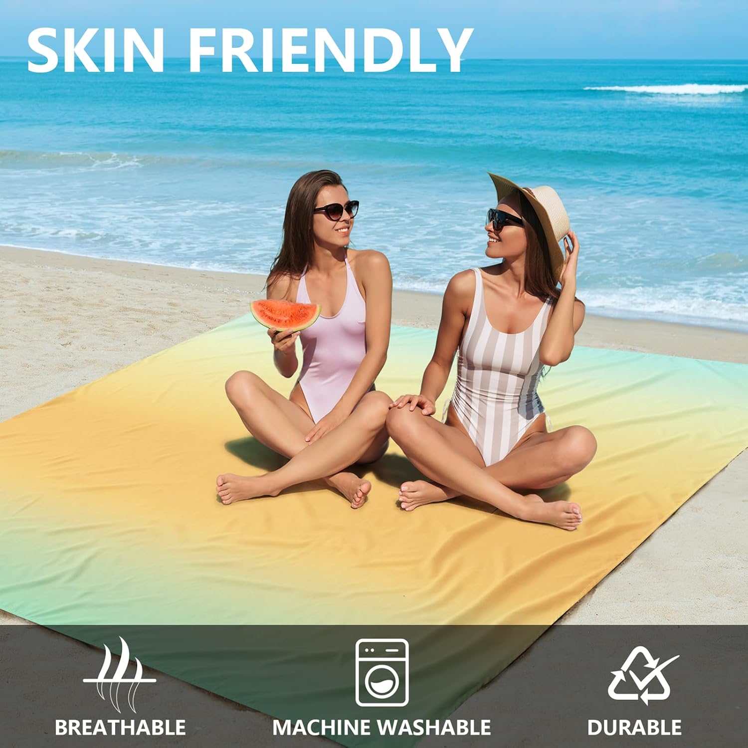 Beach Blanket Waterproof Sandproof Extra Large, Oversized Beach Mat,Quick Drying & Compact & Lightweight, with Stakes, Storage Bag, Picnic Blankets Vacation Essentials for Outdoor Beach Camping - Image 3