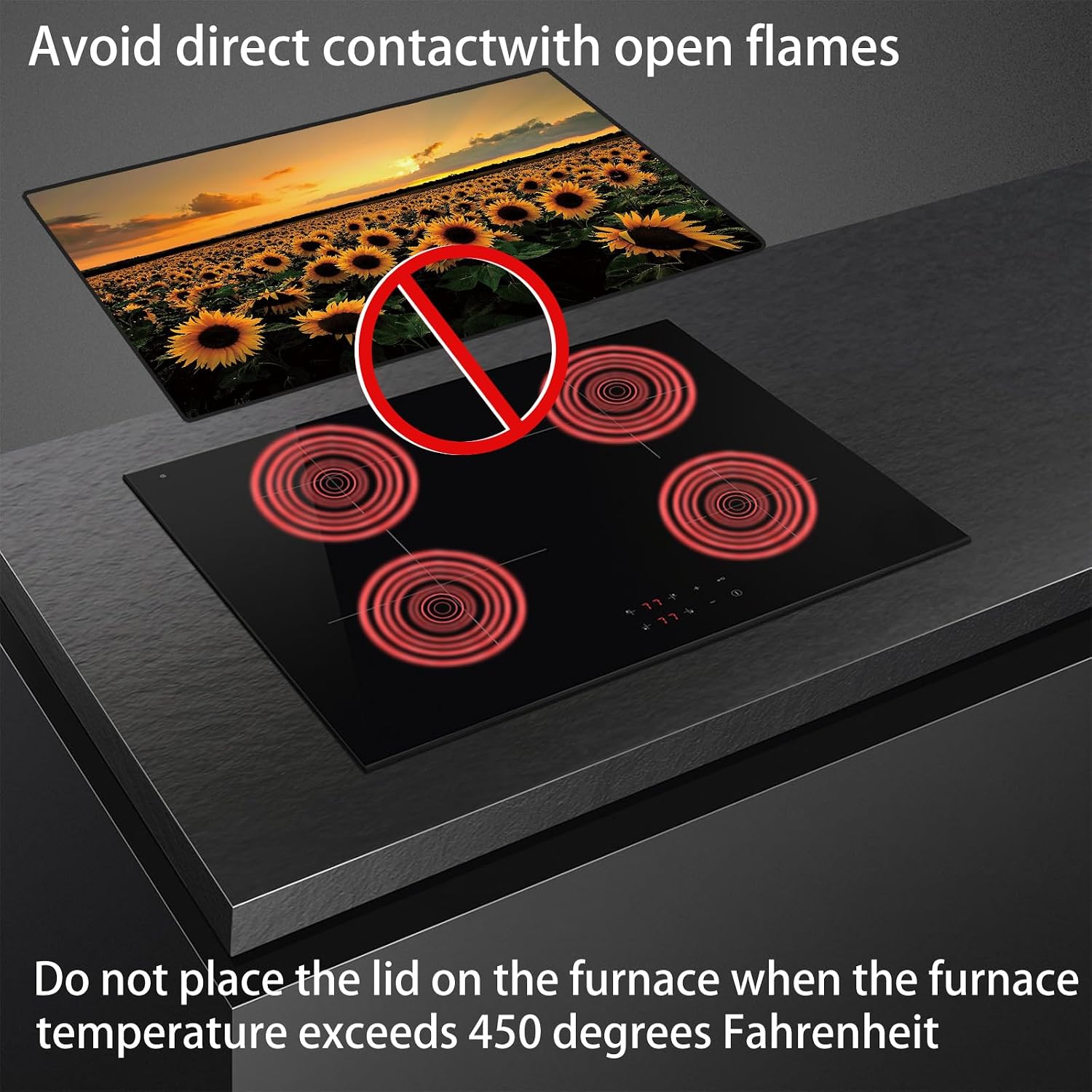 Stove Cover Stove Covers For Electric Stoves Foldable Multipurposeglass Top Protector Thick Natural Rubber Anti-Slip Coating Expands Usable Space (27.9inx20in) (Sunflower 333)