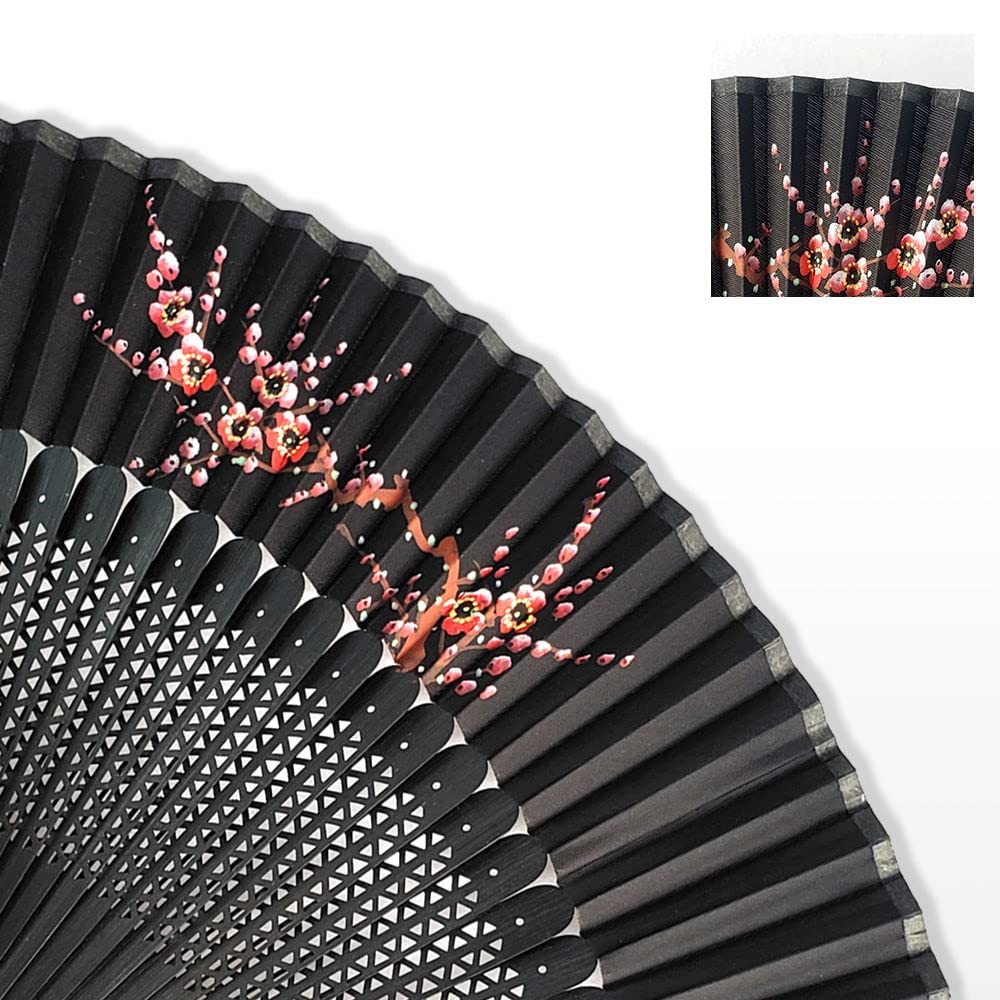 Abanico plegable Estilo chino Abanico de mano Rojo Negro Vintage Abanico de mano Abanicos plegables Danza Banquete de boda Favor Fiesta de baile chino Abanicos plegables for mujeres Abanico(D)