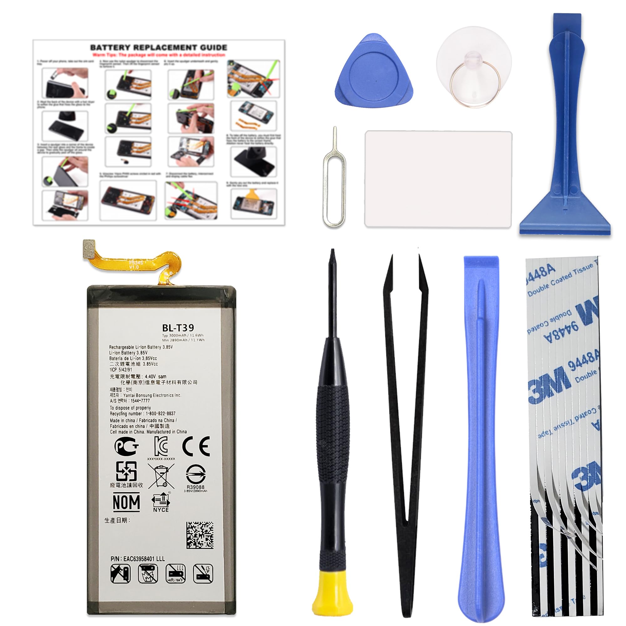 GREEN FUSION BL-T39 Battery for LG G7/G7 Plus ThinQ & Q7/Q7 Plus, with Installation Instruction & Repair Toolkit