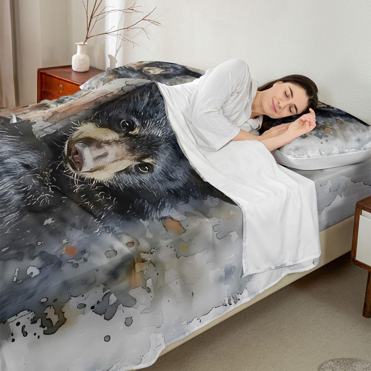 Loussiesd Komplet pościeli Black Bear King Size