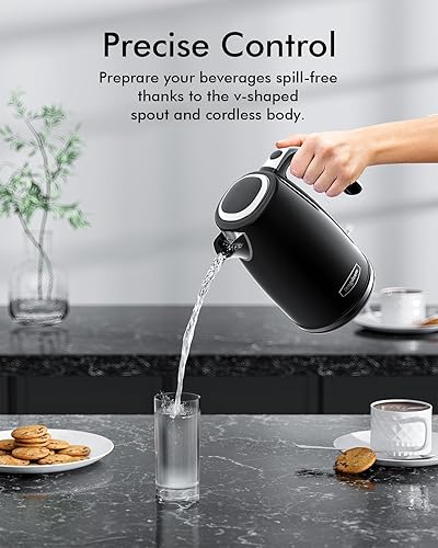 Miniatura 6 de Hervidores Eléctricos 1500W para Hervir Agua, Longdeem Retro 1.7L Hervidor de Agua Caliente de Acero Inoxidable con Apagado Automático y Protección