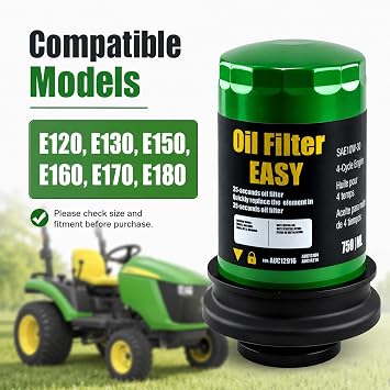 AUC12916 Oil Filter for Compatible with E120- E180,S100-S180 Series Lawn Tractor (35-Second Easy)100 Series Lawn Tractor OEM(with oil)