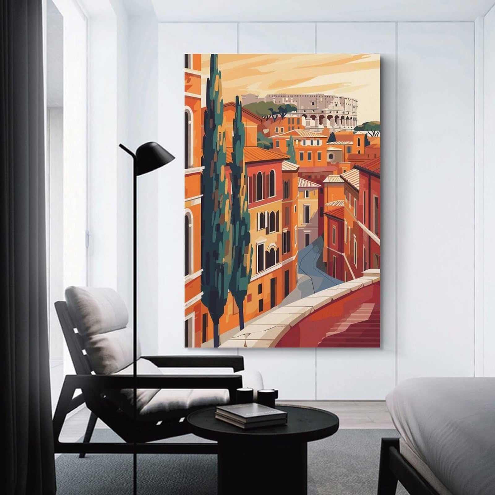 Junmoney Rome Italy Minimalist Decorative Canvas Print 12x18inch(30x45cm), for Gallery Wall Layouts in Home Or Office, Home Wall Art for Statement Displays