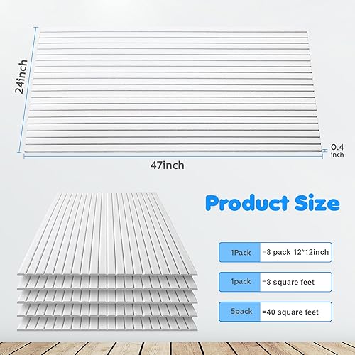 Miniatura 2 de Woanger Paquete de 5 paneles acústicos grandes de 47 x 24 x 0.4 pulgadas, paneles de amortiguación de sonido, autoadhesivos, absorbentes de ruido, a
