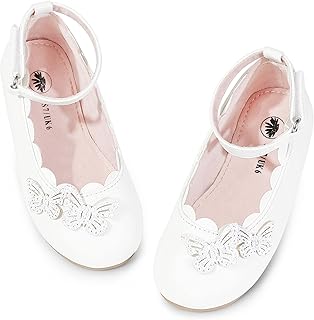 MIXIN Zapatos de vestir para niñas pequeñas, zapatos Mary Jane, zapatos planos de princesa para boda
