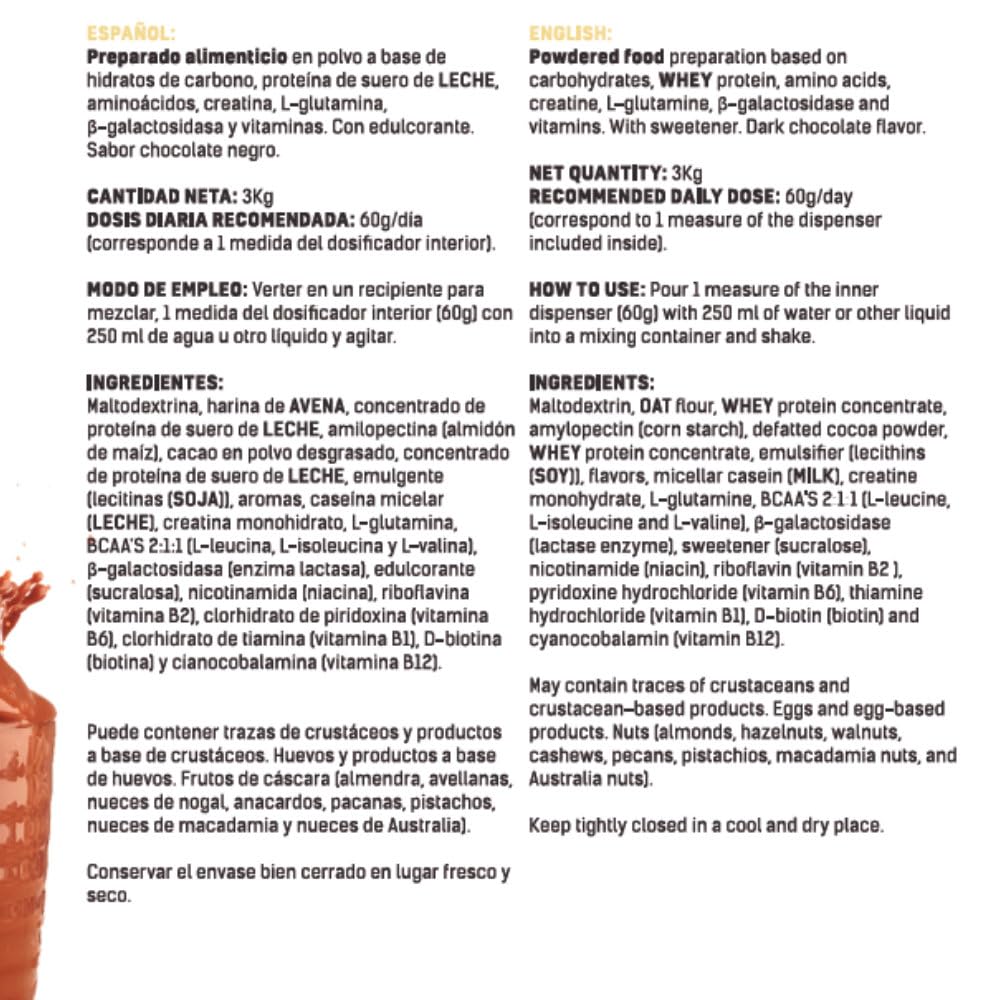 Muscle Grow Gainer - Ganador con carbohidratos y mezcla de proteínas para aumentar la masa muscular - 3000 gramos (3000, Chocolate)