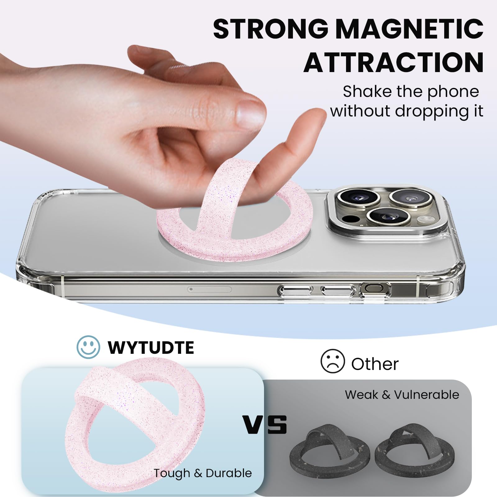STEZHOU Soporte magnético de silicona para teléfono, soporte magnético para teléfono, agarre magnético para teléfono, agarre Magsafe para teléfono, compatible con Magsafe para iPhone 16/15/14/13/12