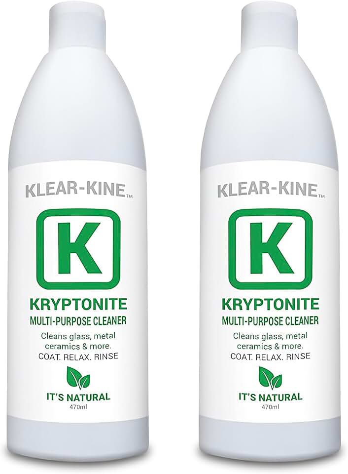 KLEAR Kryptonite Multipurpose Glass Cleaner | Powerful Cleaning Combo 5 in 1| Glass Friendly Glass Cleaner| Coat, Relax, Rinse| 16 oz Pack of 2