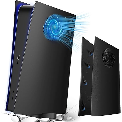 Plate Black for ps5 Faceplate Digital with Cooling Vents Case Cover Replacement Plate for PS5 Digital Edition Hard Shell Faceplate Skin Cover Plates ABS Side Plate for PS5 Console Black