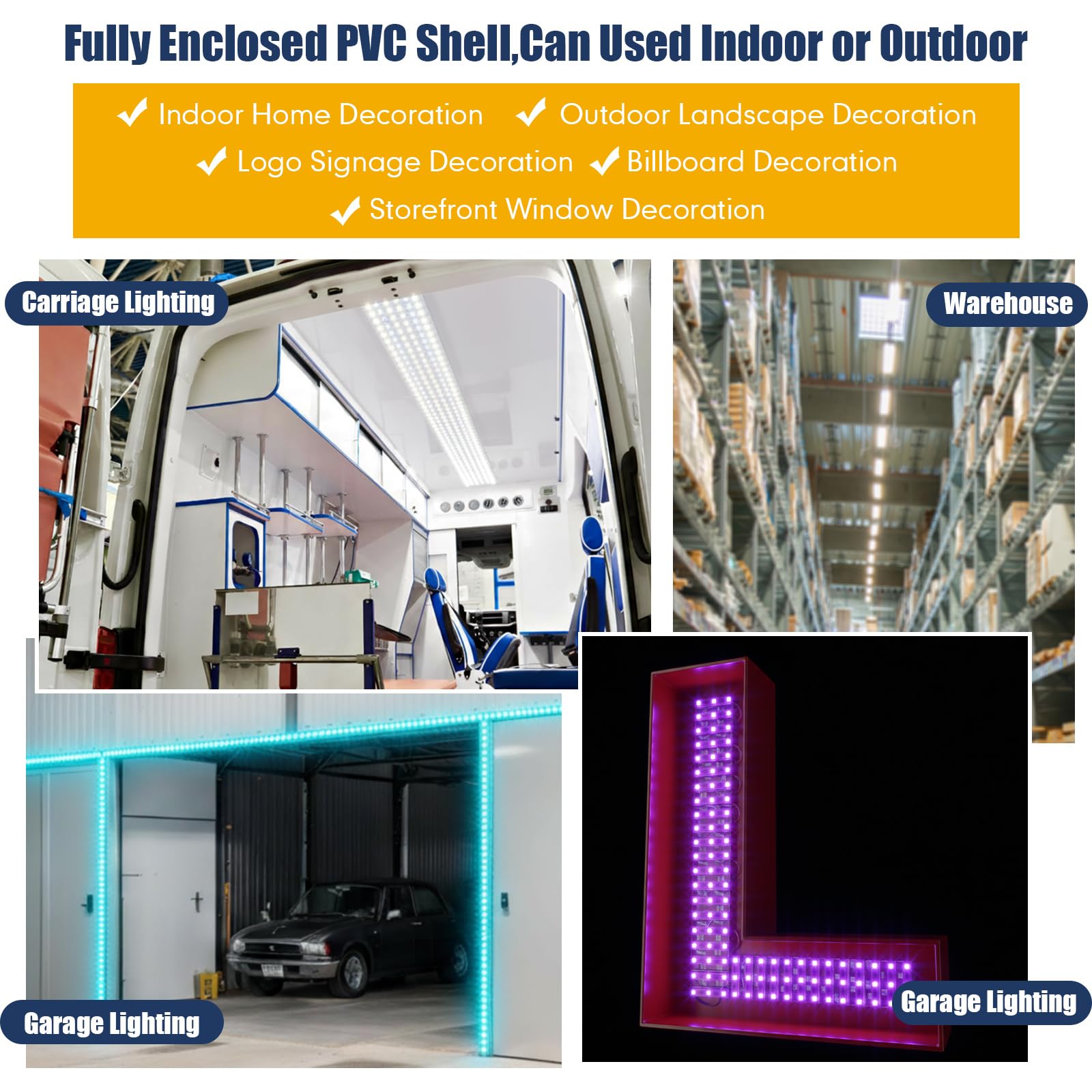 Retisee Paquete de 15 módulos LED de 50 pies con control remoto, 3 LED 5050 RGB, tira de luz multicolor, impermeable, luces de camión de alimentos para bricolaje, negocios, publicidad comercial al