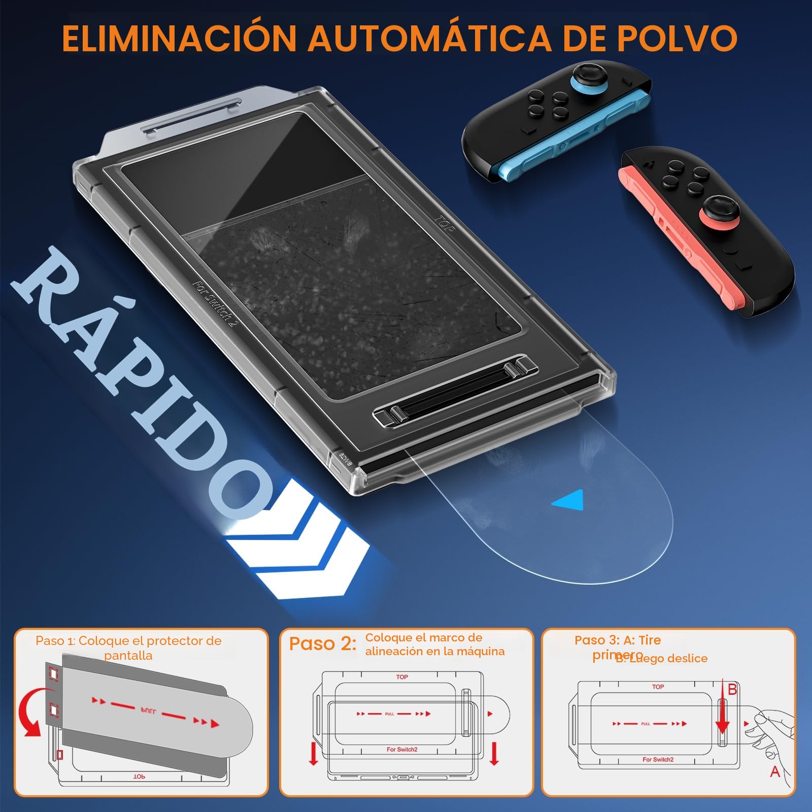 Teyomi 2 Pieza Protector de pantalla compatible con Nintendo Switch 2, vidrio templado para Nintendo Switch 2 de alineación automática, película protectora fácil de instalar,antiarañazos, Sin burbujas