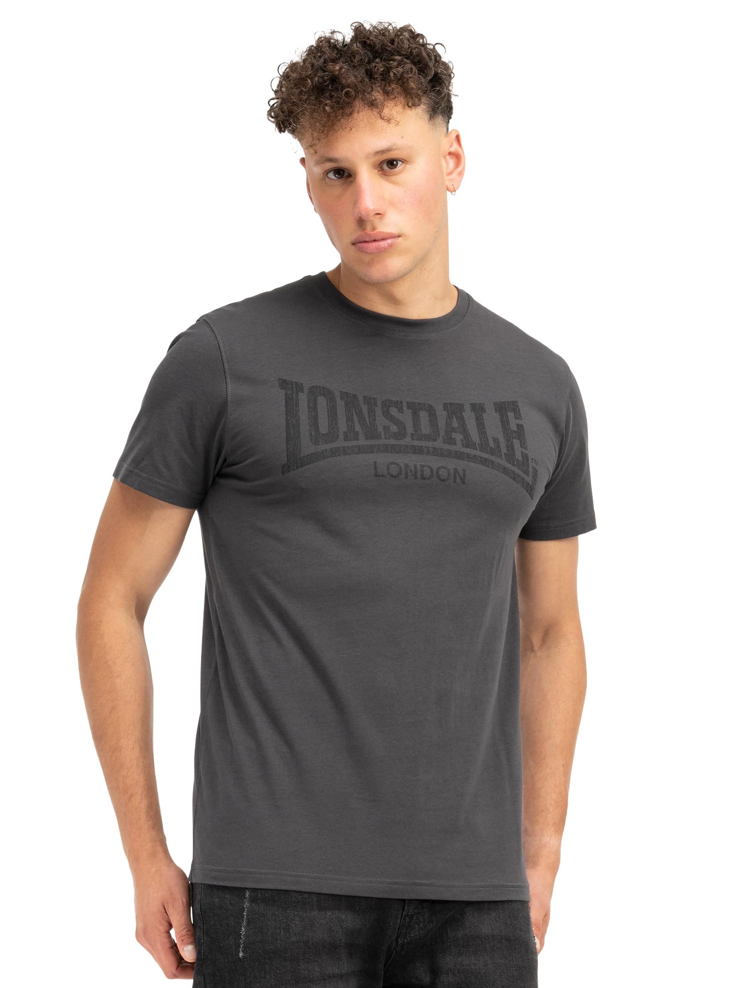 Lonsdale Men's T-Shirt Regular Fit Logo Kai Anthracite/Black 5XL, Anthracite Black