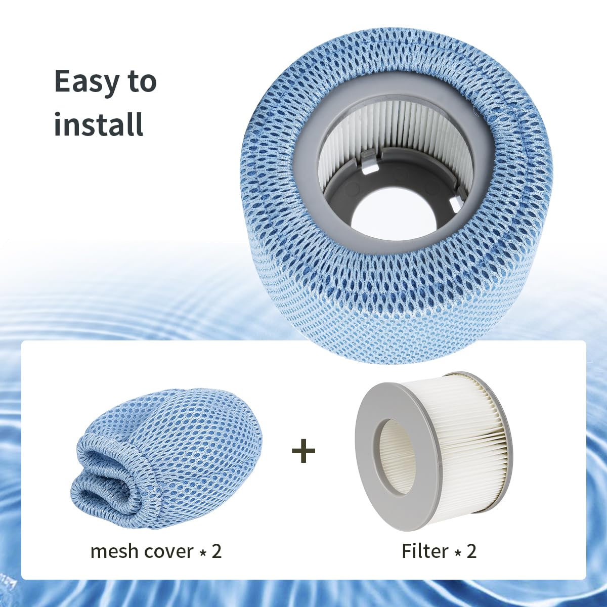 YanBan Zestaw filtrów zamiennych kompatybilny z Mspa obecnymi wannami z hydromasażem, zawiera 2 filtry w wersji ulepszonej + 2 siatki ochronne