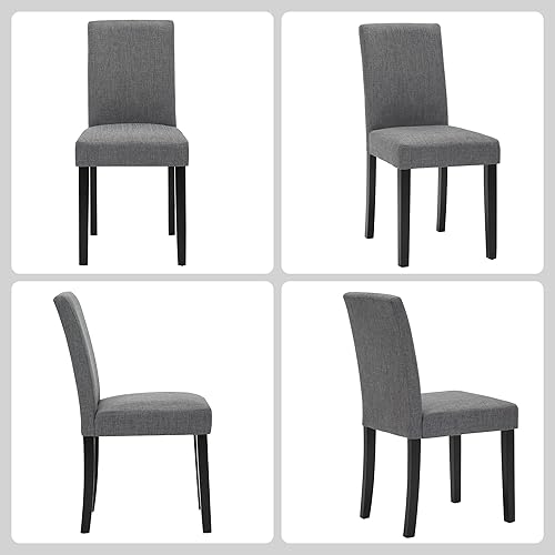 Miniatura 10 de Juego de 6 sillas de comedor tapizadas de tela moderna, sillas de comedor de diseño elegante (juego de 6 unidades), color gris