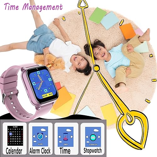 Miniatura 8 de Reloj inteligente para niños, reloj inteligente para niñas y niños con 26 juegos, grabadora de video y reproductor, calendario podómetro, linterna
