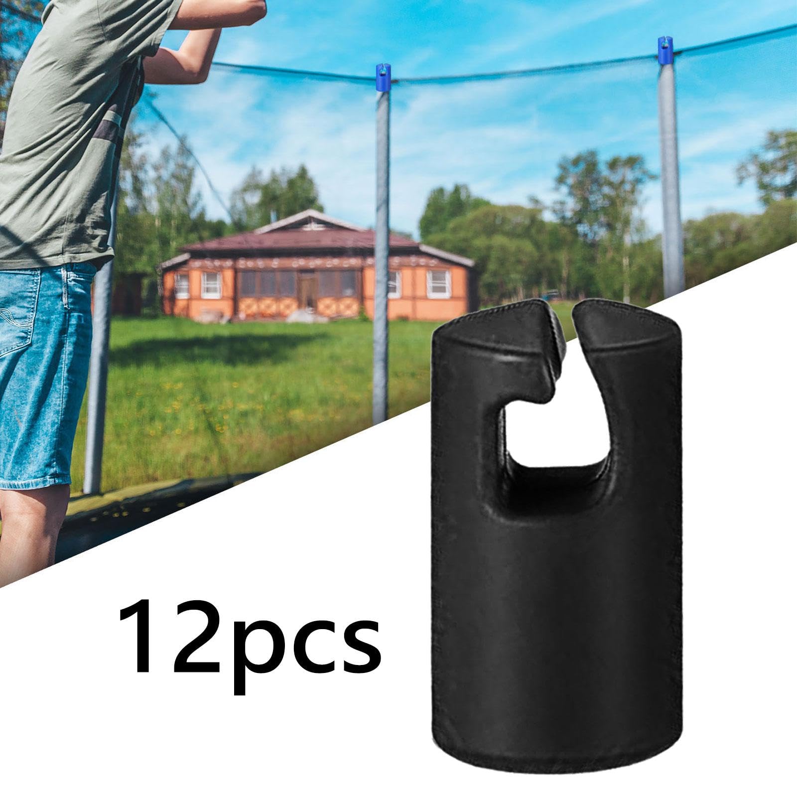 DYNWAVE Trampoline Enclosure Pole Caps Trampoline Shell Rod Cap for 25mm Poles Protective Cover Trampoline Pole Caps for Family Girls, Black 12pcs