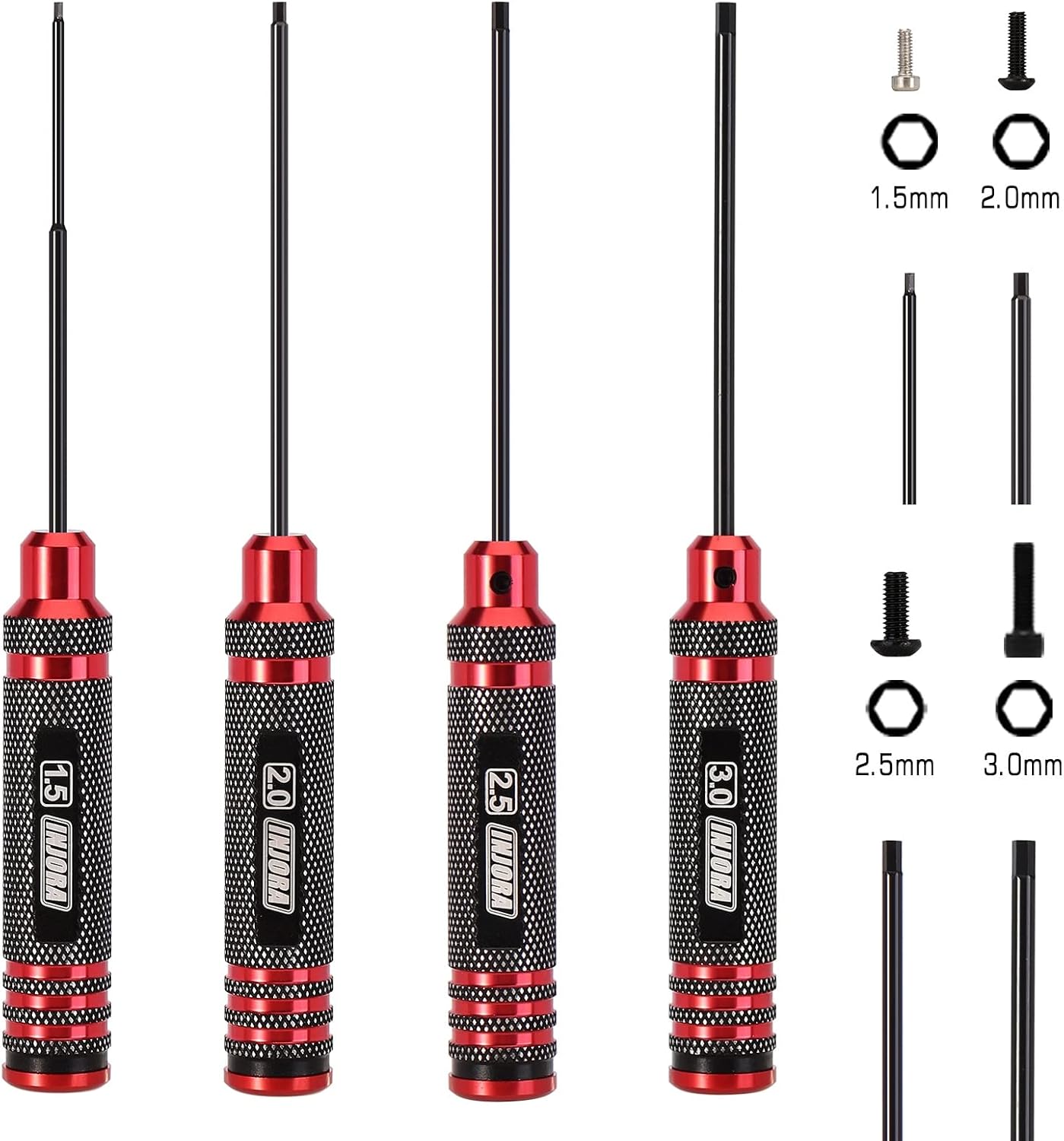 4PCS 1.5/2.0/2.5/3mm Hex Screwdriver Black Titanium Coating HSS Steel Repair Tool Kit for RC Model Crawler Car Boat Helicopter - (Color: 4PCS Screwdrivers)