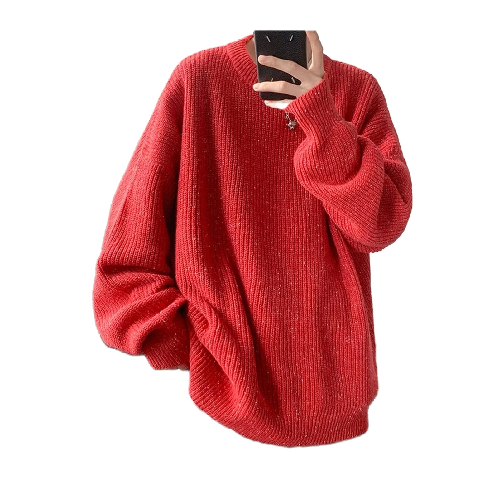 Świąteczny sweter miękki dzianinowy modny sweter męski moda odzież oversize swetry streetwear czysty kolor męskie codzienne koszule wiosna jesień dżentelmen sweter na zewnątrz (kolor: B, rozmiar: S )
