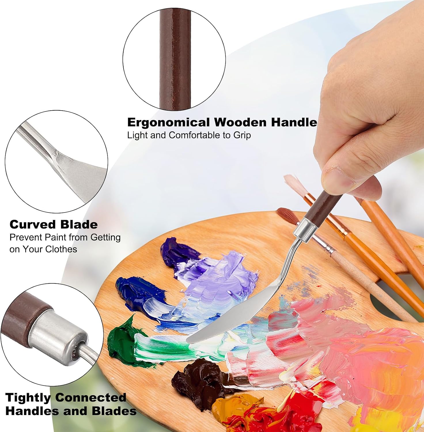 PATIKIL Art Spatula, 2 Pcs No.4 20mm Stainless Steel Flexible Palette Knife Painting Knife Painting Spatula Oil Painting Mixing Scraper with Wood Handle for Canvas Acrylic Painting, Red