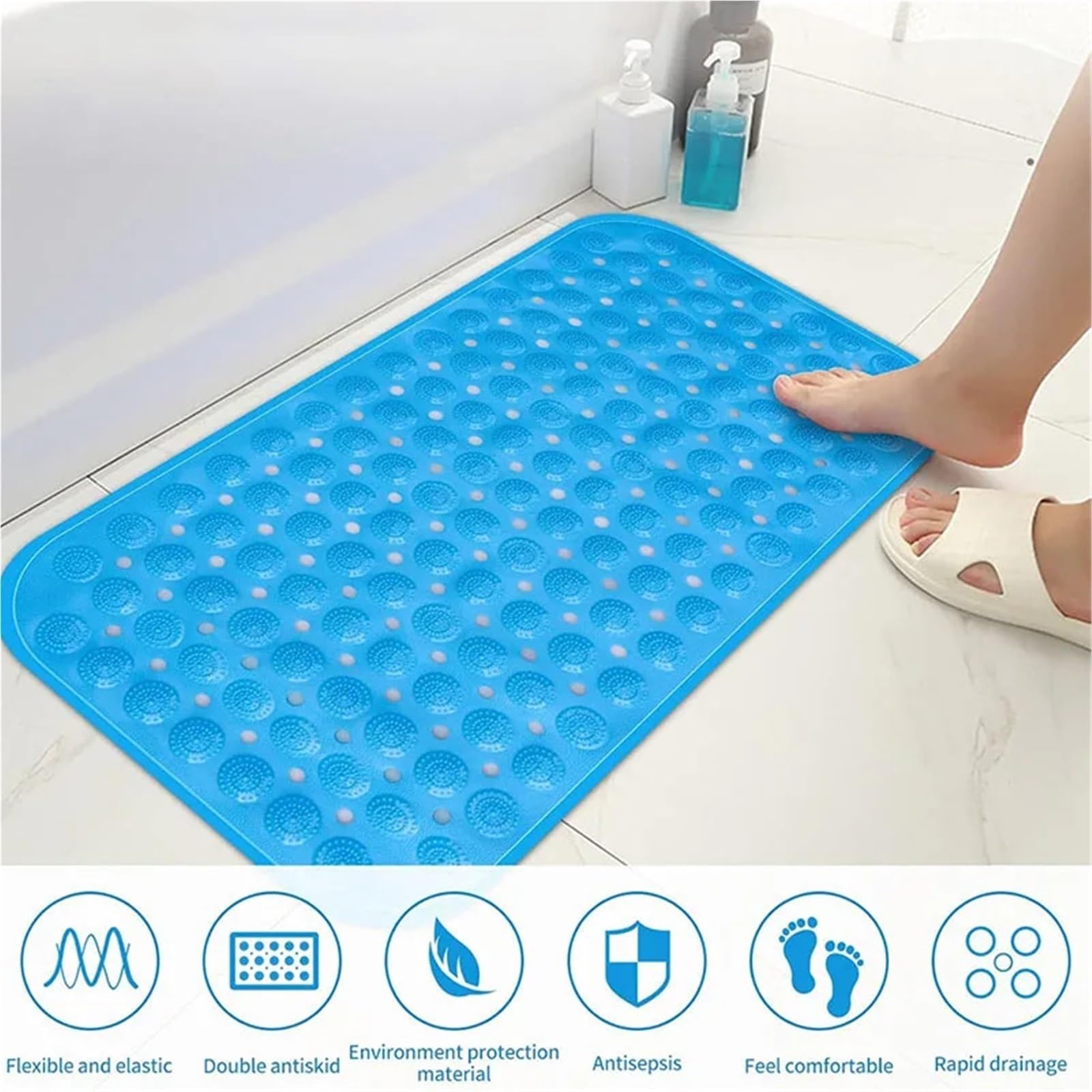 Antirutschmatte füR Badewanne 70 x 35 cm große, rutschfeste, extra Lange Badewannenmatte