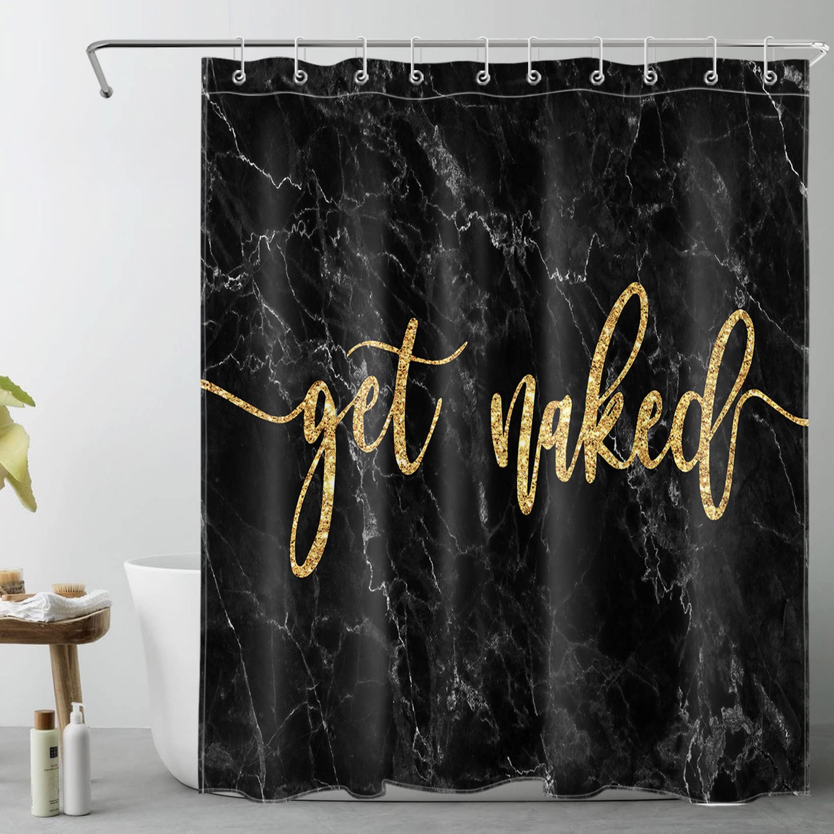 Rideau de douche moderne en marbre anti-éclaboussures pour baignoire 152x183cm