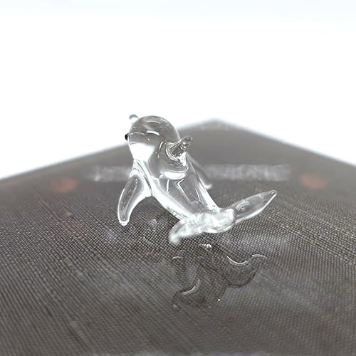 Miniatura 4 de Delfín diminutas micro figuras de vidrio soplado a mano, animales marinos, regalo coleccionable para decoración del hogar (transparente V1)