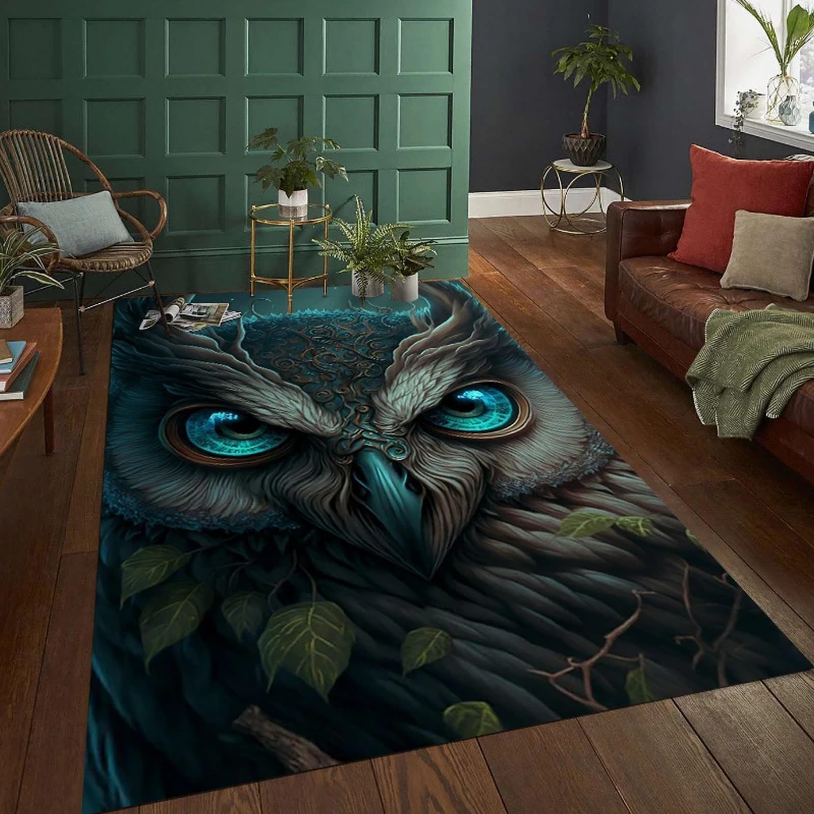 Tapis de sol chouette 3D tapis de cuisine antidérapant et sécurisé