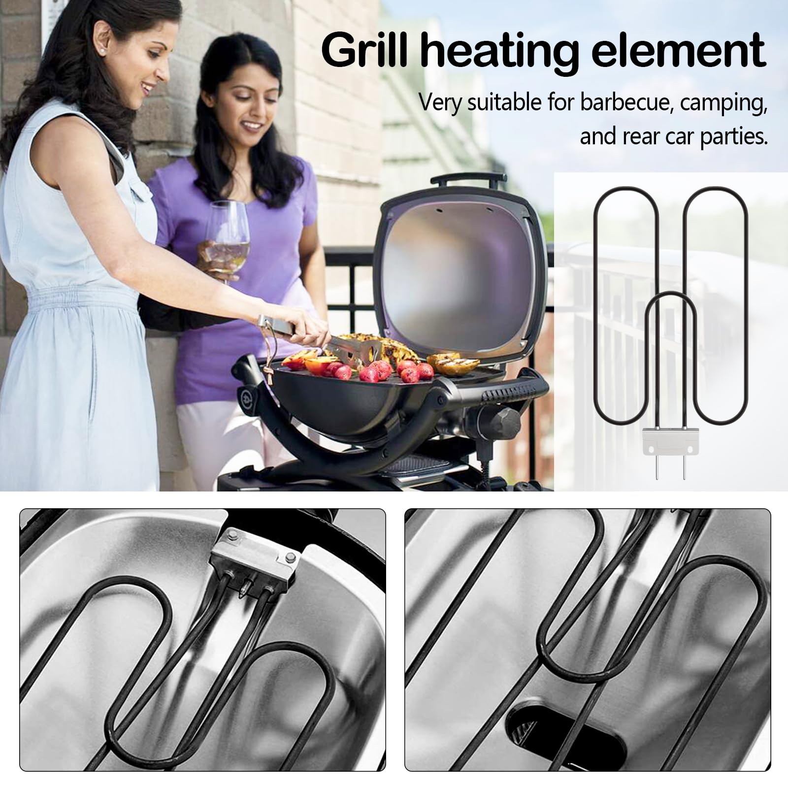 Elemento Calefactor para Weber Q240 Q2400 66816 Parrilla EléCtrica Repuesto para Weber Q240 Q2400 Parrilla Exterior Compatible con Elementos Calefactores De 230v 2200w
