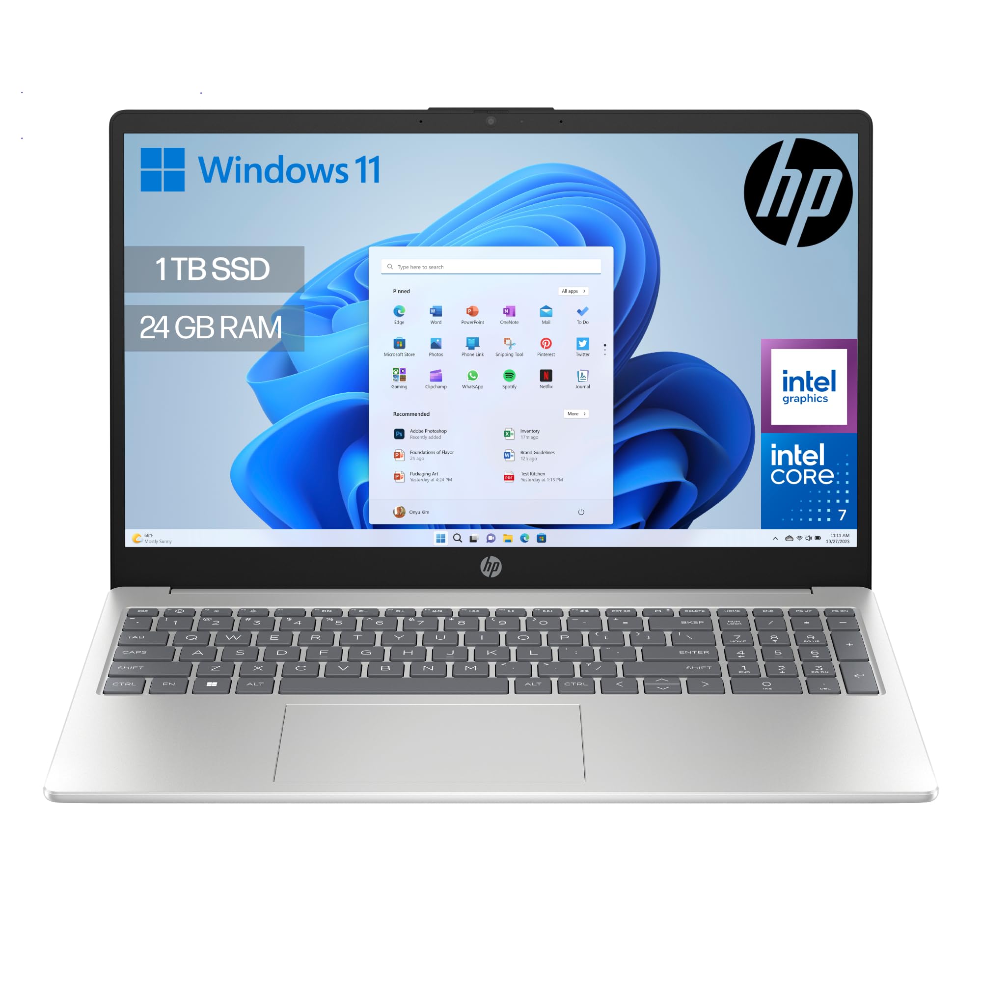 HP 15-fd0406ns - Ordenador portátil de 15.6" FHD (Intel Core 7 150U, 24GB RAM, 1TB SSD, Intel Graphics, Windows 11) Silver - Teclado QWERTY Español