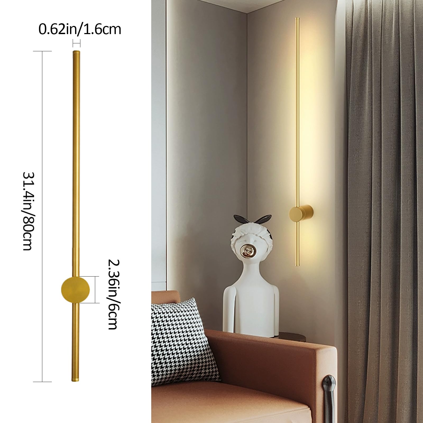 Moderna lampada da parete a LED, stile nordico, elegante illuminazione per interni, per soggiorno, camera da letto e studio, design contemporaneo per un'elegante decorazione della casa