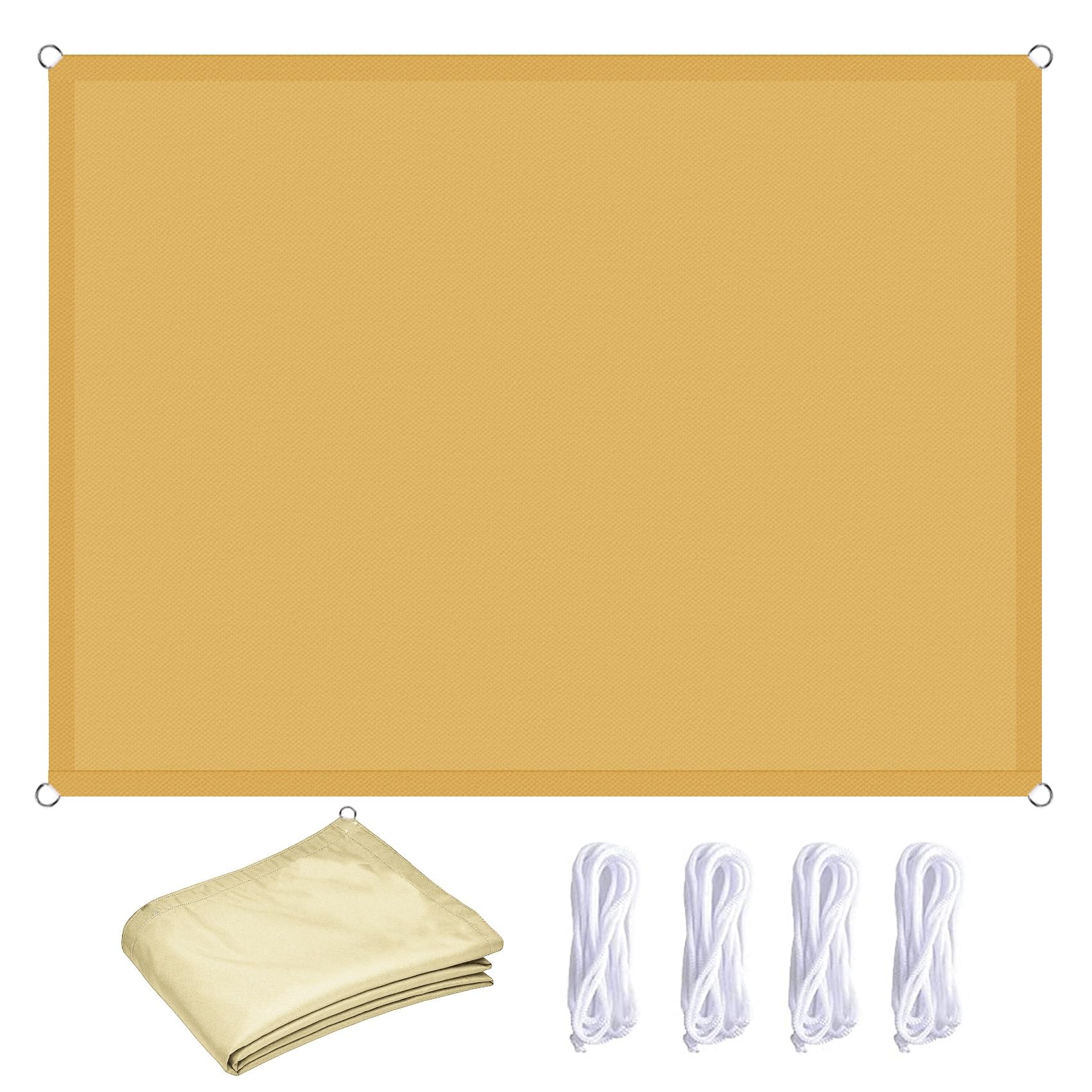 Voile solaire 3 x 3.5 m pour terrasse bâche ombrage crème anti-UV extérieur