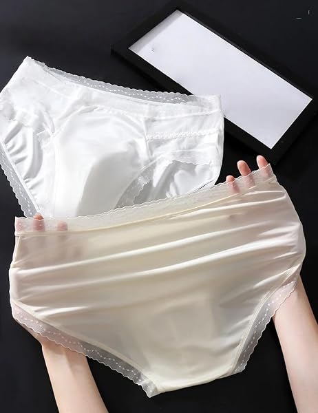 [conghuan] 男性が履ける女性用ショーツ シームレス シルクのような おとこの娘用下着 メンズ ブリーフ ひんやり 女装 パンツ パンティー 美尻 偽娘 ゲイ ナイトクラブ デート 日常用 - 2