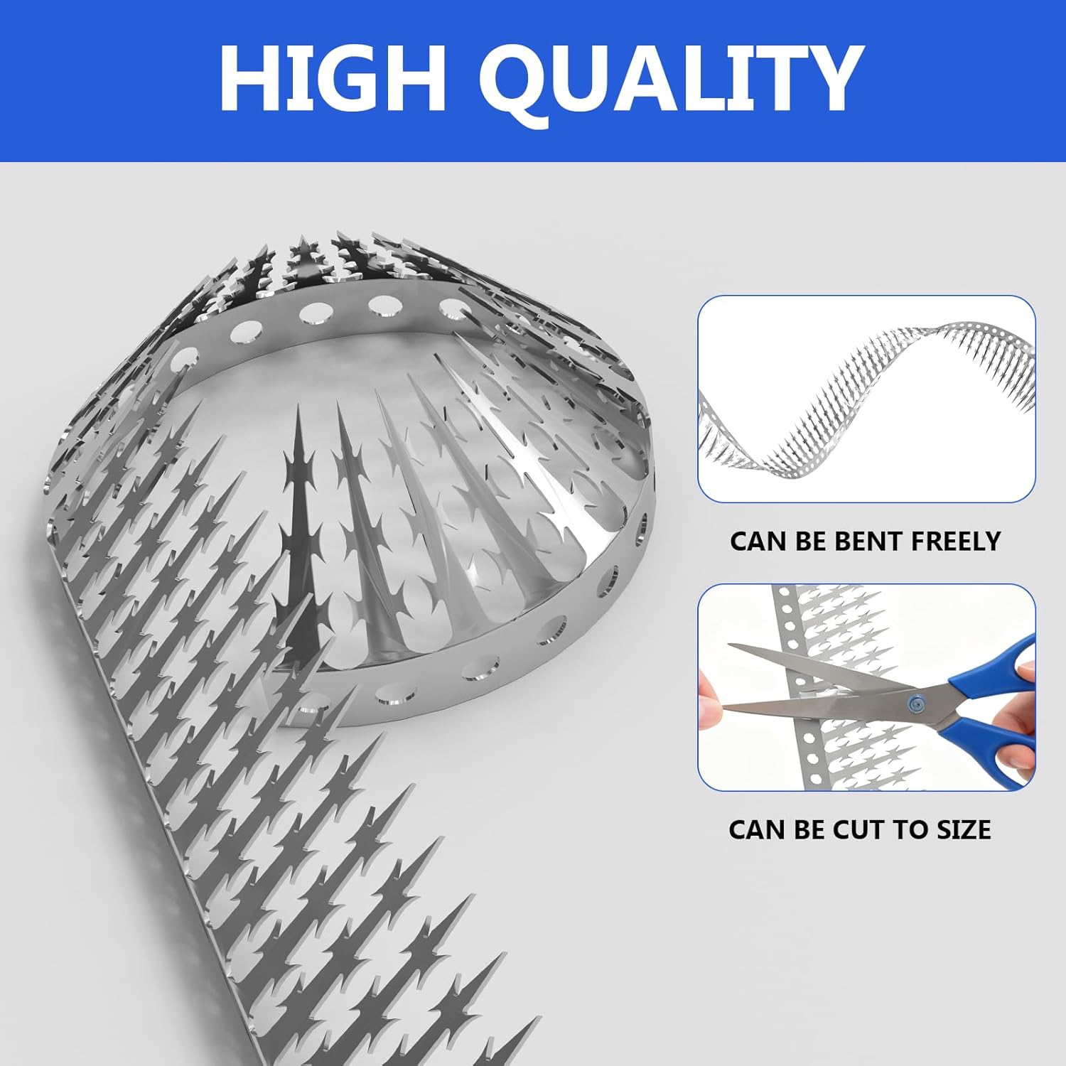Bird Squirrel Spikes and Squirrel Proof Baffle,for Bird Feeders and Pole,Outside Fence,Wall,Tree,Drainpipes,Deterrent Effective Against Pigeons,Raccoons,Mice and Cats.80 inches