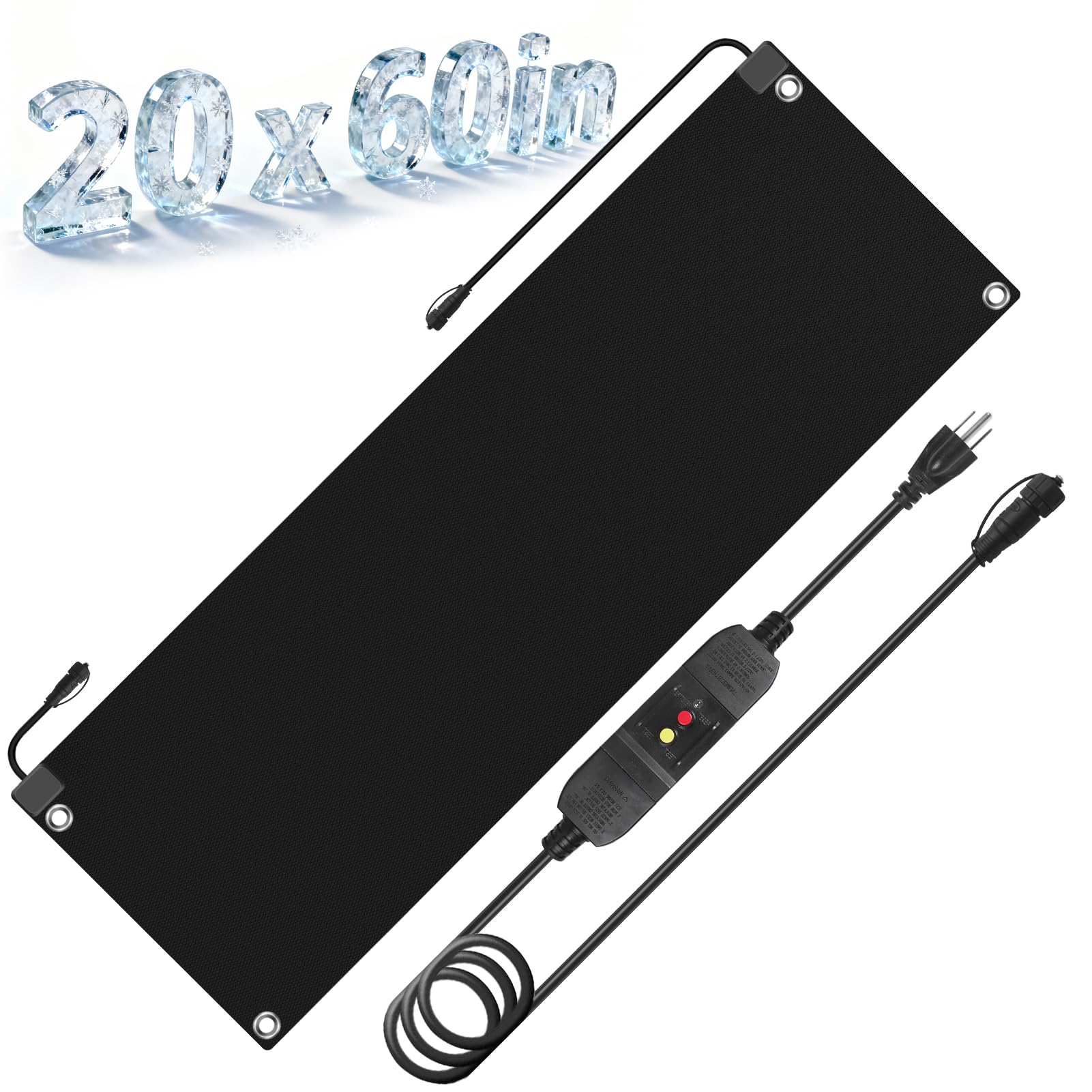 20x60in Heated Snow Melting Mats,No-Slip Rubber Heated Outdoor Mats,Snow and Ice Melting Mats for Winter Outdoor Stairs,Steps,Doorways,Walkways,Driveway,3 in/h Melting Speed