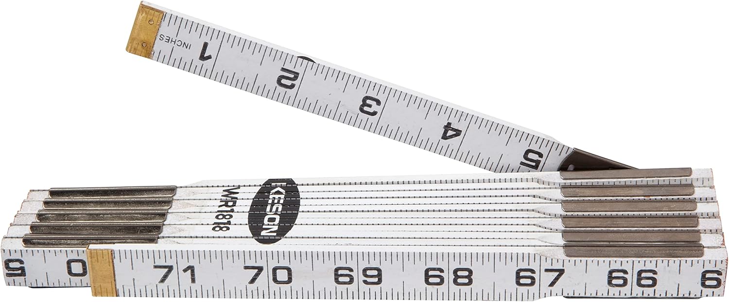 Keson WR1818 Wood Ruler, Inside Read, White, 5/8-Inch by 6-Foot