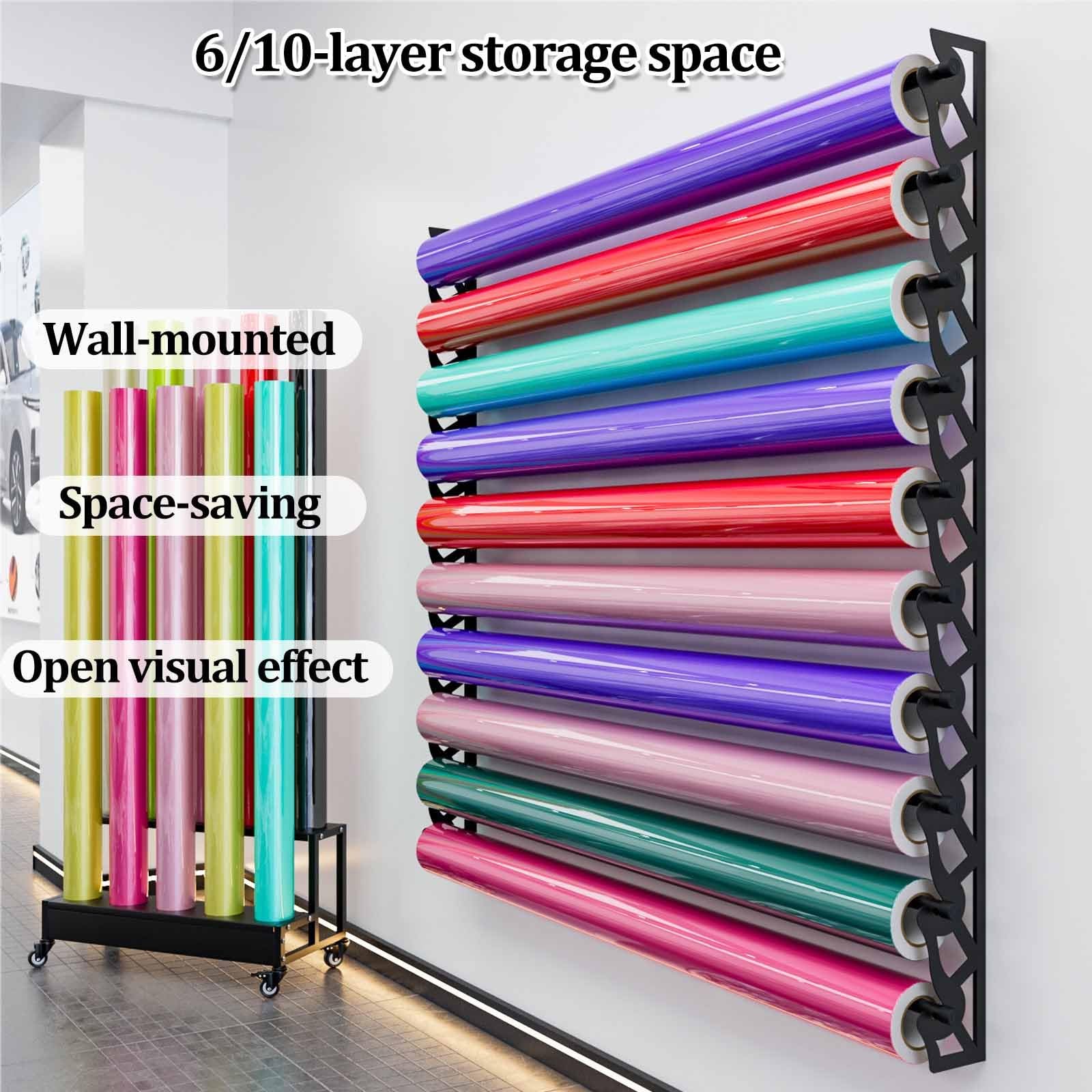 Soporte para Rollos Vinilo, Organizador Colgante para Vinilo Artesanal, Negro