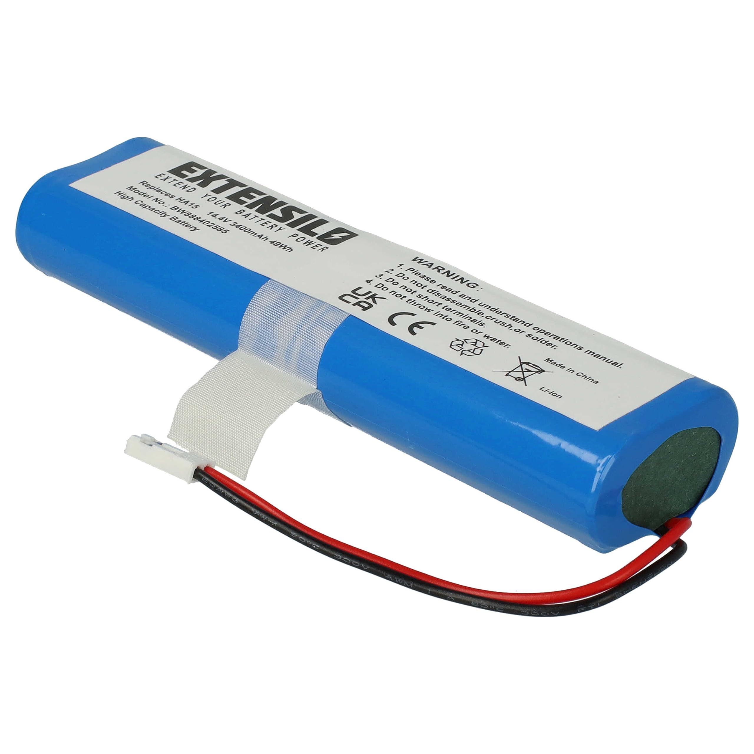 batteria sostituisce Medion HJ08, HA15 per home cleaner (3400mAh, 14,4V, Li-Ion)