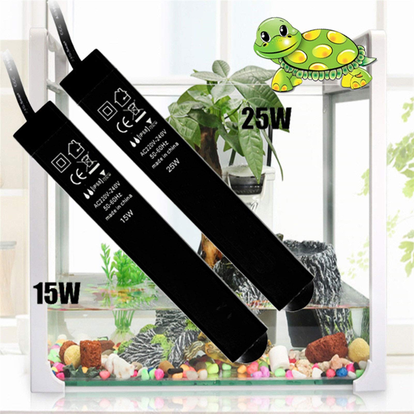 Riscaldatore per Animali Domestici 15W / 25W Acquario Mini Riscaldamento Rod Fish Tank Turtle 25-28 Gradi di Temperatura costante Automatico sommergibile del riscaldatore (Size : 15W)
