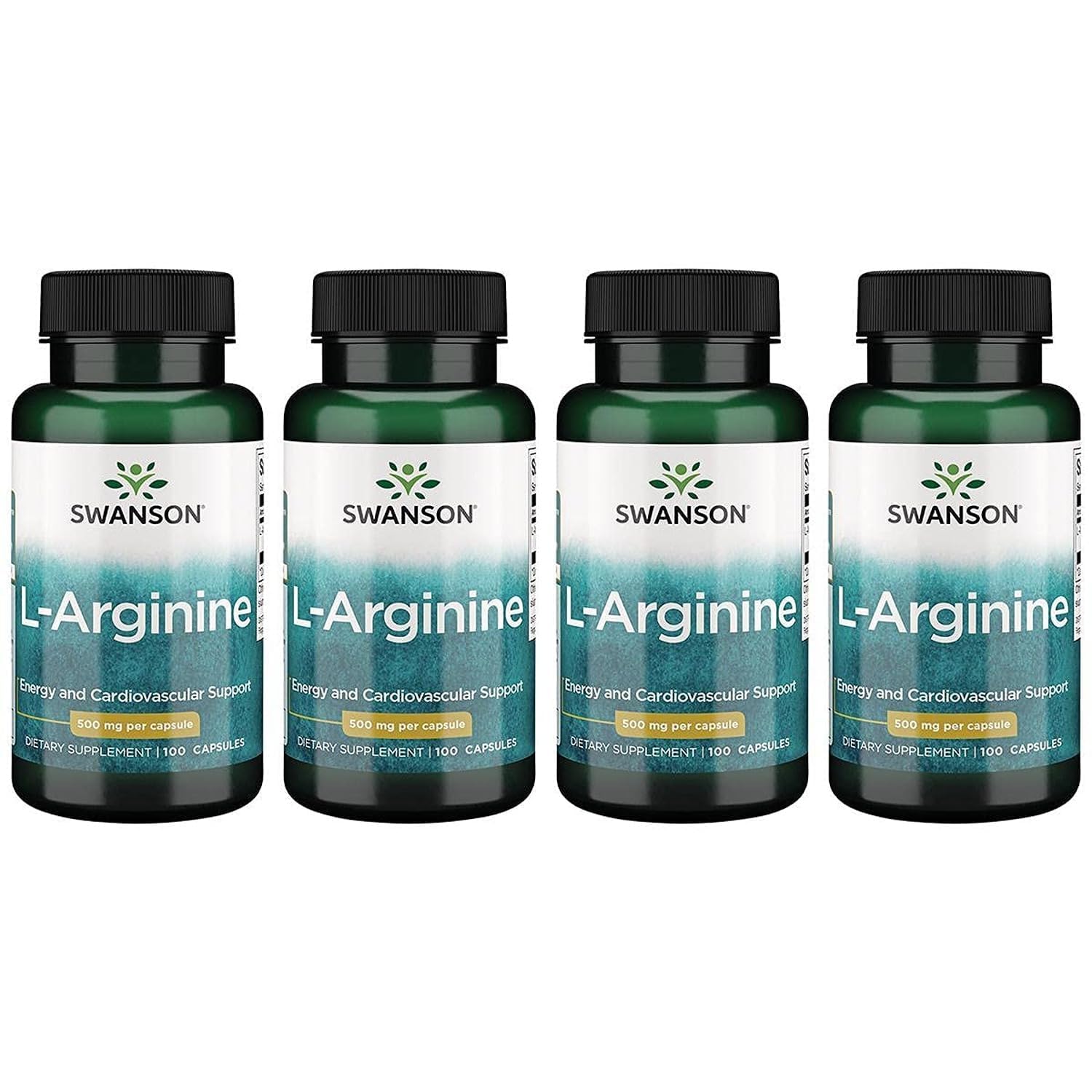 Swanson Amino Acid L-Arginine 500 Milligrams, 100 Capsules, 4 Pack 100 Count (Pack of 4)