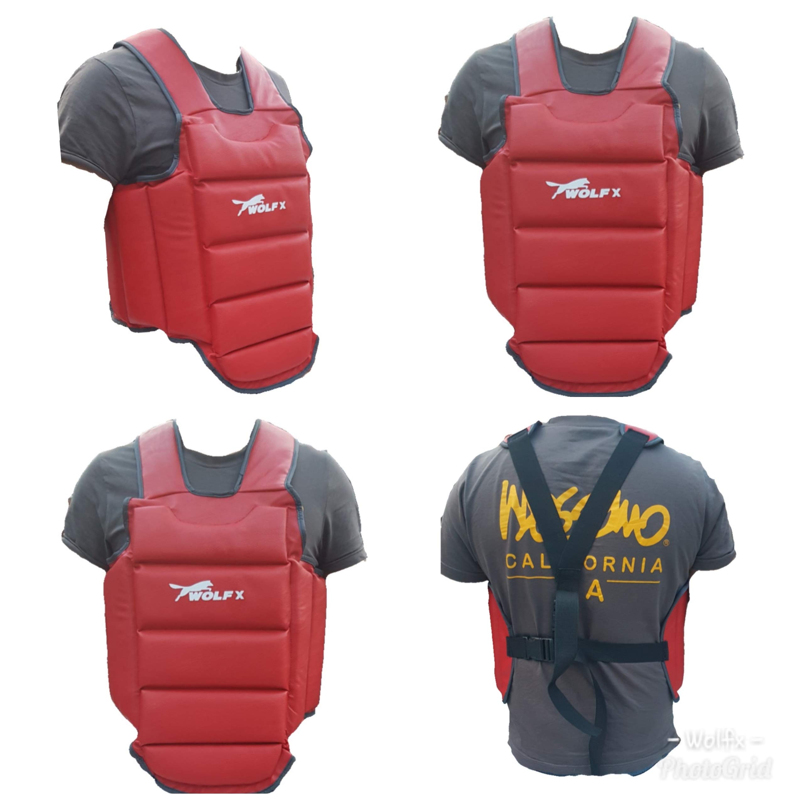 Wolfx Boxing Protector Chest Guard MMA Body Armour Training Kickboxing Sports Red