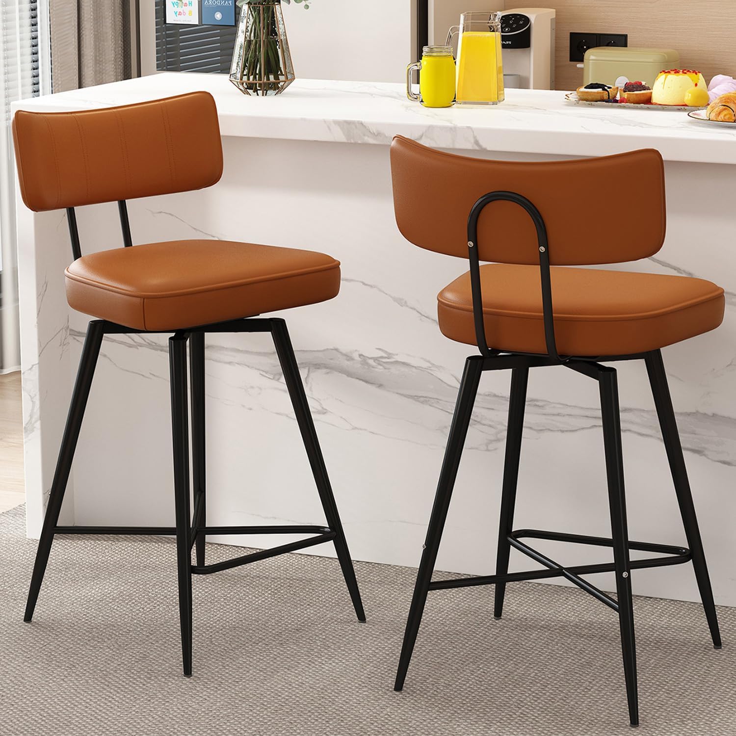 Amazon.com: GXJ Swivel Bar Stools Set of 2, 26" Modern Counter Height ...