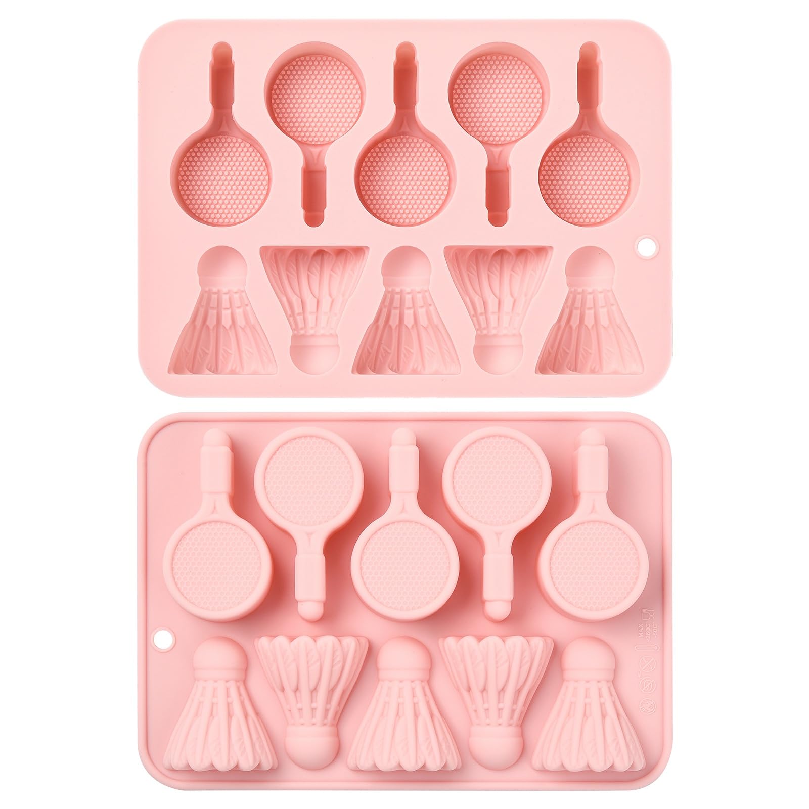 UR URLIFEHALL 2 Pcs Silicone Moulds Badminton Racket Sports Shaped Baking Moulds for Cake Handmade Soap Muffin Cheesecake Brownie Chocolate
