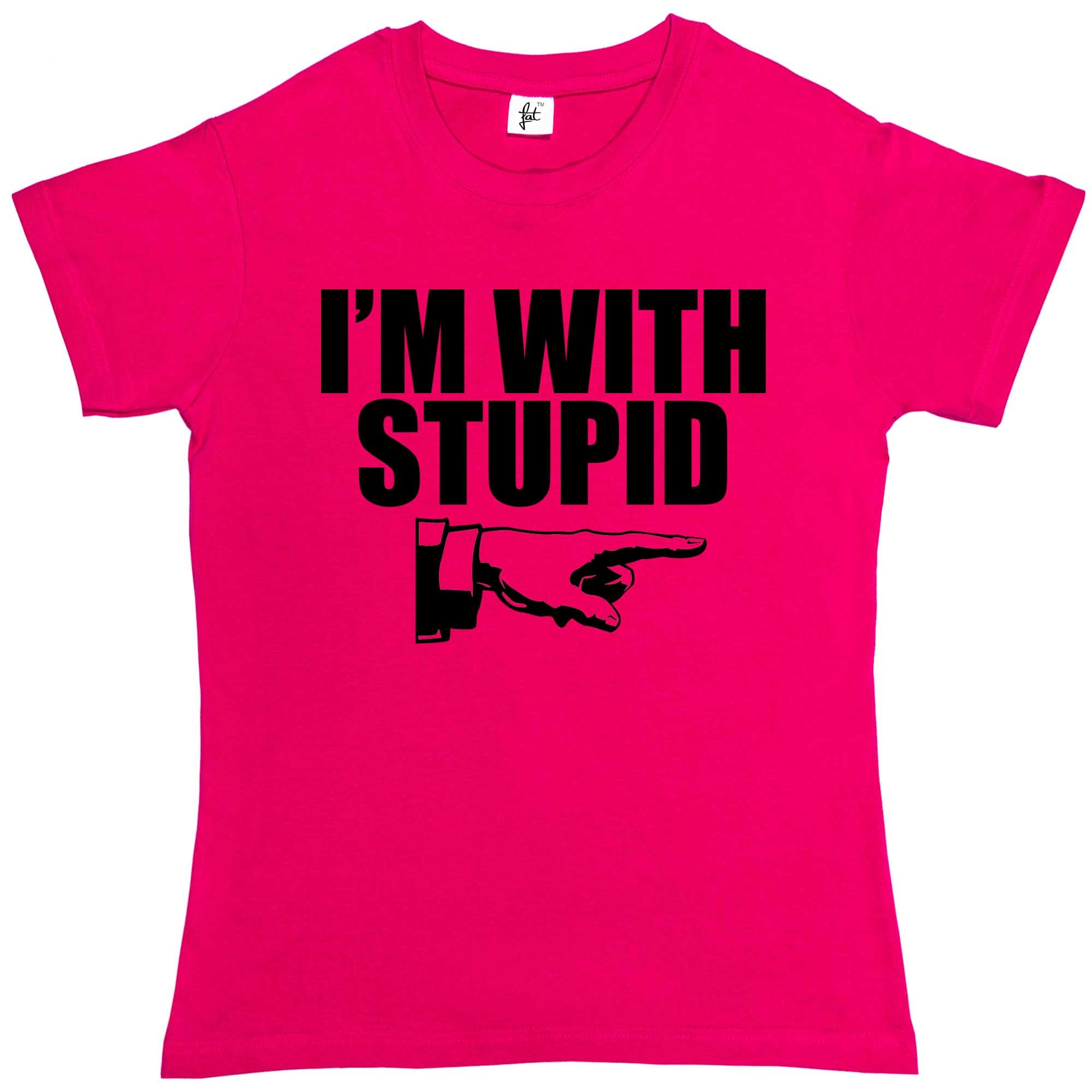 Fancy A SnuggleI'm with Stupid Funny Retro Womens Boyfriend Fit T-Shirt