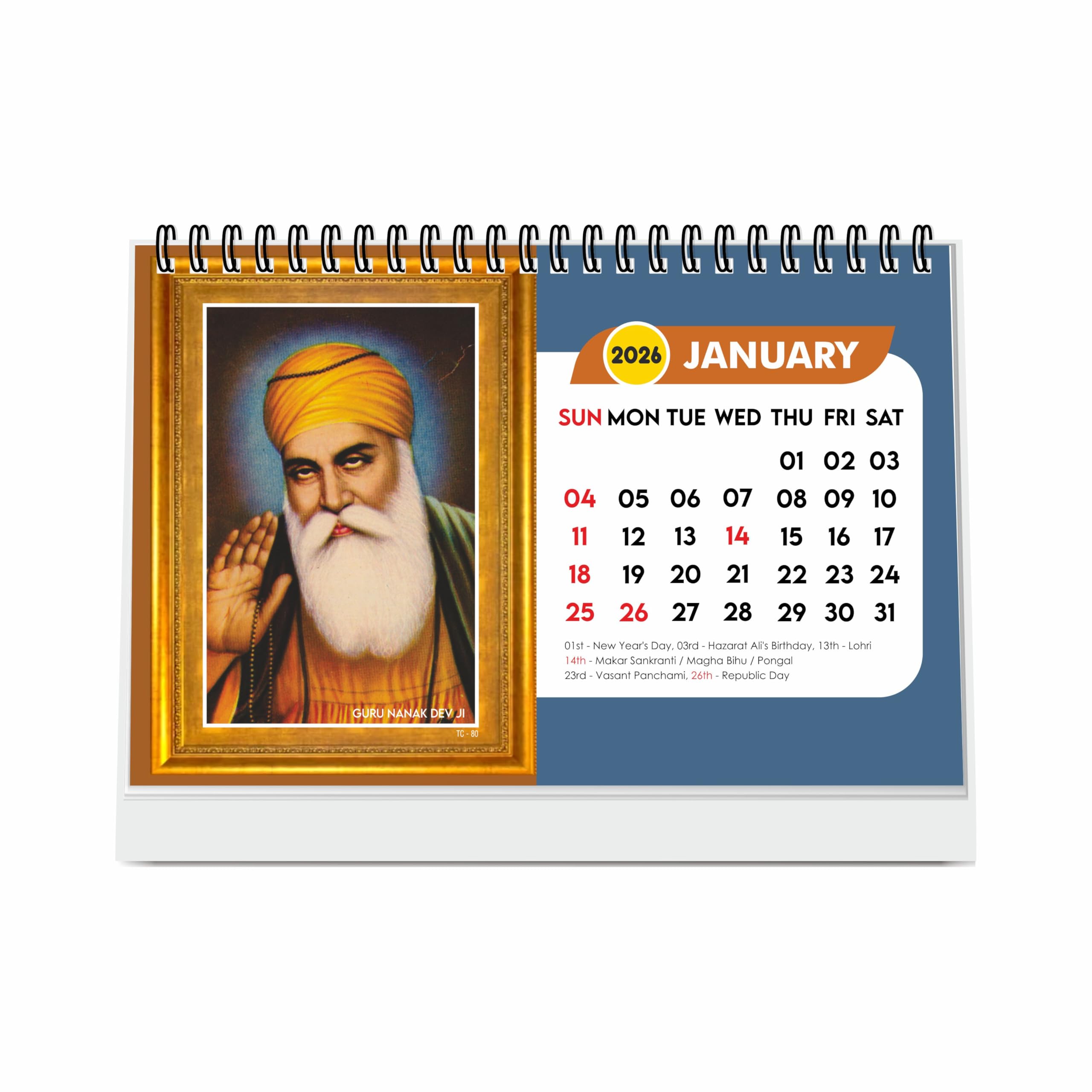 ESCAPER Sikh Calendar 2025 Desk, Sikhism Calendar 2025, Sikh Guru Photos Calendar 2025, Guru Nanak Photo Calendar, Guru Govind Singh Calendar 2025, Sikh God Photo Calendar (Sikh Gurus, 1 Qty)-image-5